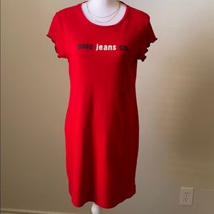 Vintage Polo Jeans Co. Red Ribbed T-shirt Dress